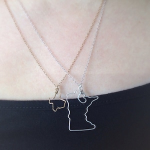 Illinois Necklace Custom State Love Necklace Illinois State Necklace Illinois Outline Personalized Gift Silver or Gold image 3