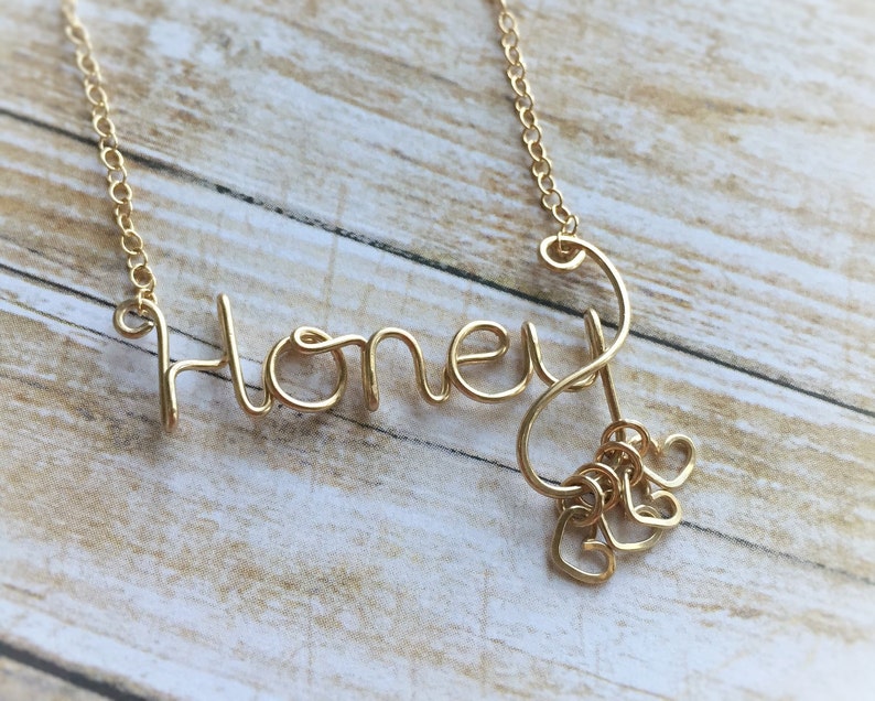 Mother's Day Gift for Mom Personalized Gift for Mom or Grandma Necklace Grandkids Silver or Gold Gift for Her Honey Necklace image 1