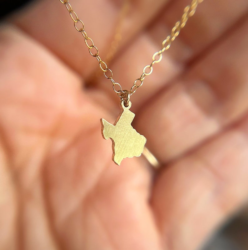 Gift for Her Tiny State Necklace All States Available Tiny Texas Necklace Small Home State Necklace Gold or Silver State Necklace image 3