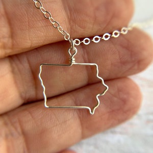 Iowa Necklace Iowa State Necklace Home State Jewelry Personalized Necklace Iowa Staet Necklace Silver or Gold Necklace Midwest image 1