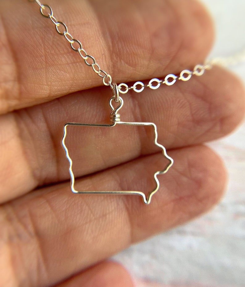 Iowa Necklace Iowa State Necklace Home State Jewelry Personalized Necklace Iowa Staet Necklace Silver or Gold Necklace Midwest image 1