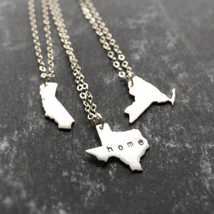 Home State Necklace in Sterling Silver or 14 Gold Filled State Necklaces Personalized Gift for Her Texas California NY image 5