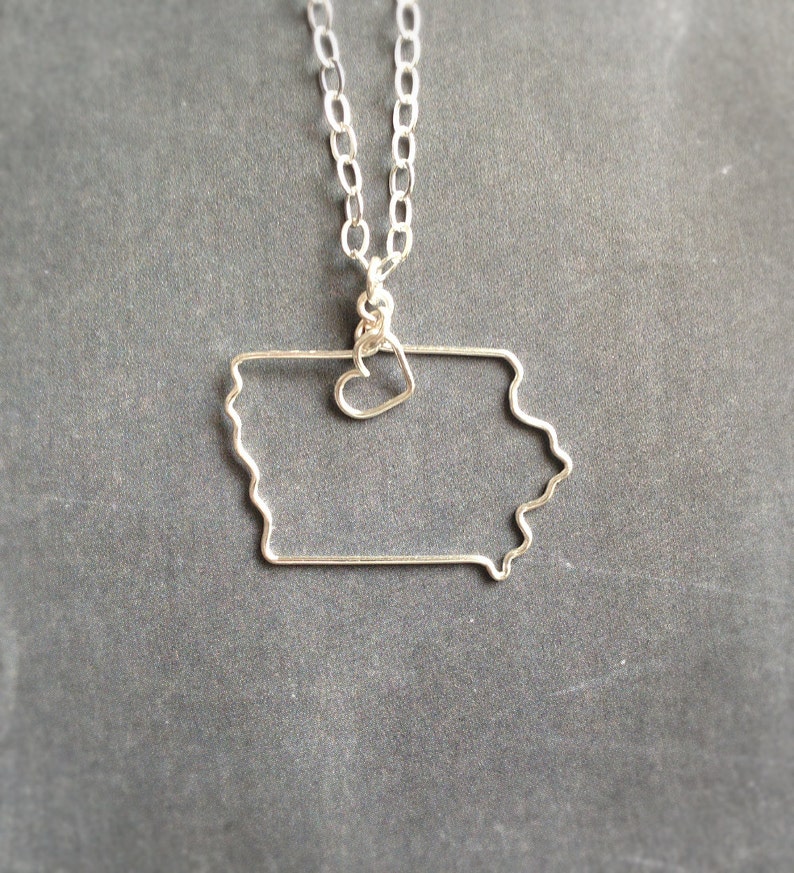 Iowa Necklace Iowa State Necklace Home State Jewelry Personalized Necklace Iowa Staet Necklace Silver or Gold Necklace Midwest image 4