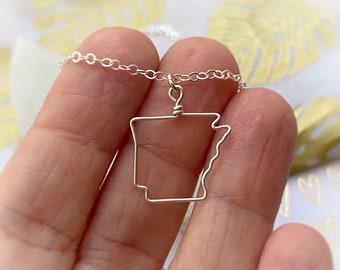 Arkansas Necklace - Arkansas State Necklace - State Necklace - Arkansas Outline Necklace - State Outline Necklace - Home State Necklace