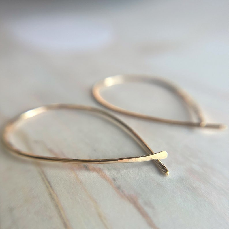 Threader Hoops in Teardrop Style in Gold or Silver Gift For Her Wedding Earrings Bridesmaid Earrings Hoop Teardrop Earrings image 3