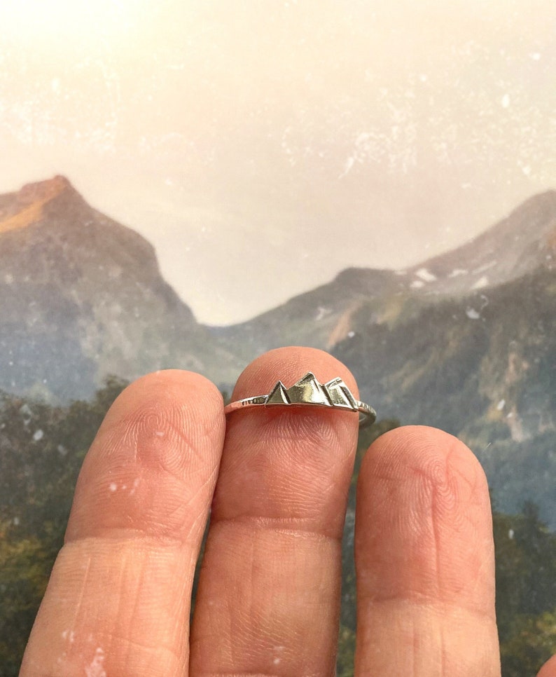 Mountain Ring in Sterling Silver or Gold Filled Gift For Her The Mountains are Calling Ring Silver Mountain Ring Mountain Range image 2