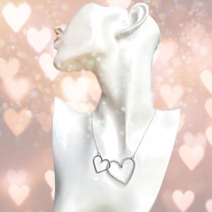 Mother's Day Gift Double Heart Interlocked Necklace in Sterling Silver or 14k Gold Filled Gift for Her Unique Heart Pendant Love image 4