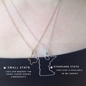 State Necklace in Silver or Gold Home State Outline to Represent Home State Boundary Necklace Personalized Gift For Her or Him image 8