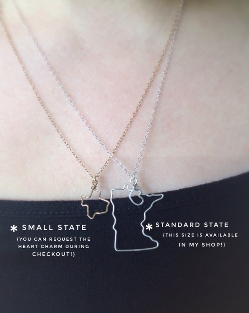 State Necklace in Silver or Gold Home State Outline to Represent Home State Boundary Necklace Personalized Gift For Her or Him image 8