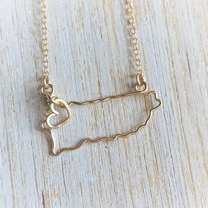 Puerto Rico Necklace - Puerto Rico Outline Necklace - Gold Puerto Rico Necklace - Silver Puerto Rico Necklace - State or Country Necklace