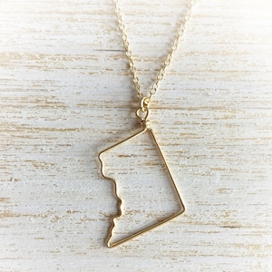 Collier Washington DC - Collier DC - Collier District of Columbia - Collier État - Contour DC argent ou or - Cadeau nerd du gouvernement