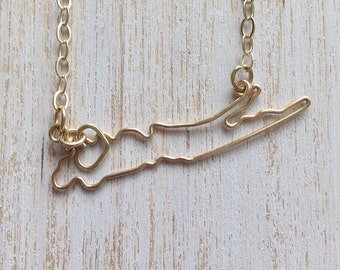 Long Island Necklace - Long Island Outline Necklace in Silver or Gold - Long Island - New York Necklace