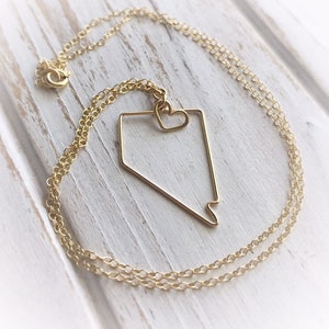 Nevada staat ketting in zilver of goud - Nevada kaart omtrek ketting - alle staten beschikbaar - cadeau voor haar