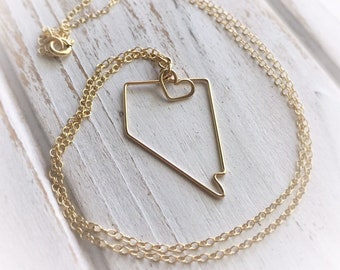 Nevada State Necklace in Silver or Gold - Nevada Map Outline Necklace - All States Available - Gift For Her