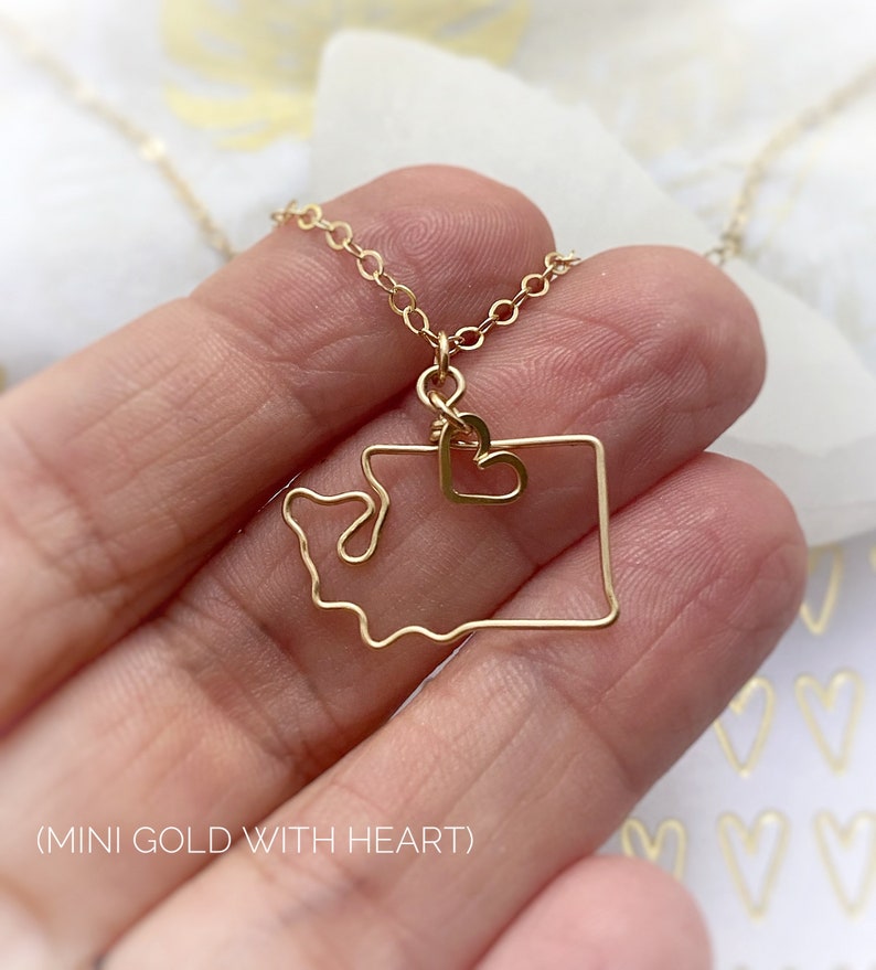 State Necklace in Silver or Gold Home State Outline to Represent Home State Boundary Necklace Personalized Gift For Her or Him image 4
