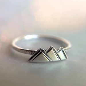 Mountain Ring in Sterling Silver or Gold Filled Gift For Her The Mountains are Calling Ring Silver Mountain Ring Mountain Range image 7