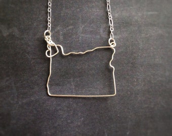 Oregon Necklace - Oregon State Necklace- Oregon Outline Necklace - Home - Oregon State - Silver or Gold- Personalized State Jewelry - PDX