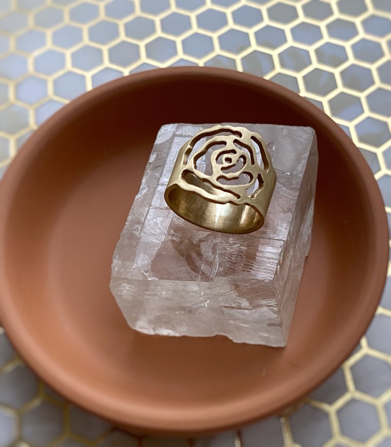 Alexis Rose Inspired Flower Ring Rose Ring Flower Ring in Brass or Sterling Silver Indie Style Ring Boho Ring Stylish Ring Rose image 4