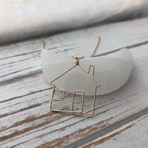 House Necklace Housewarming Gift Home Sweet Home Necklace in Sterling Silver or Gold Filled Little House Necklace image 2