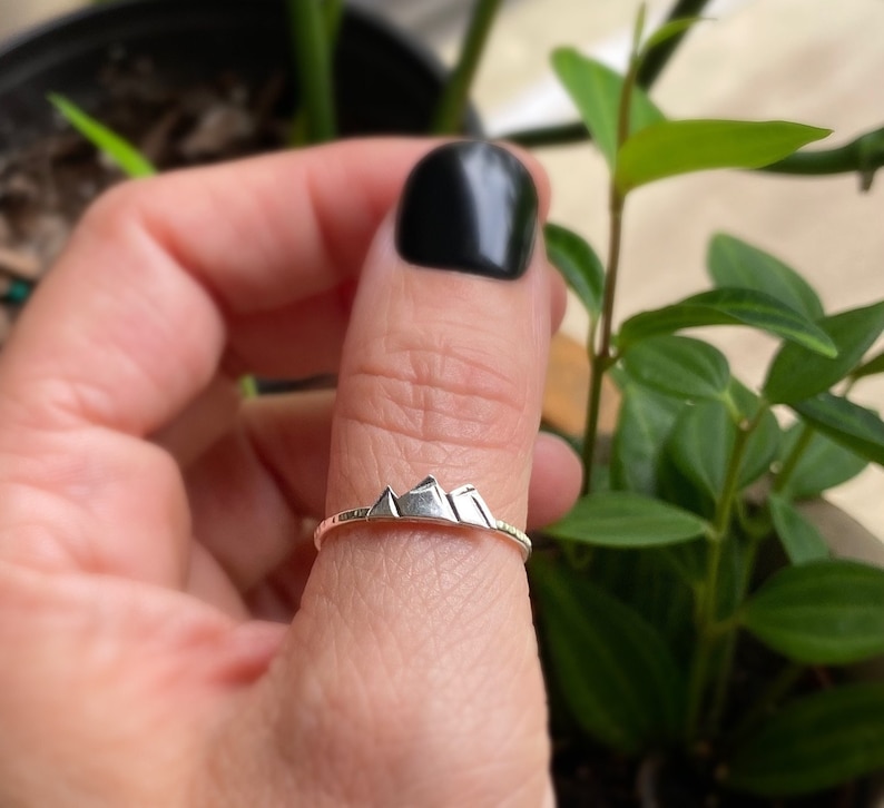 Mountain Ring in Sterling Silver or Gold Filled Gift For Her The Mountains are Calling Ring Silver Mountain Ring Mountain Range image 5