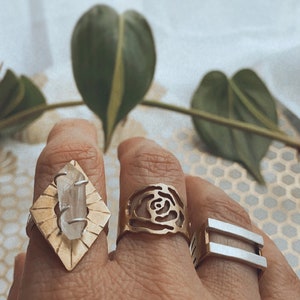 Alexis Rose Inspired Flower Ring Rose Ring Flower Ring in Brass or Sterling Silver Indie Style Ring Boho Ring Stylish Ring Rose image 9