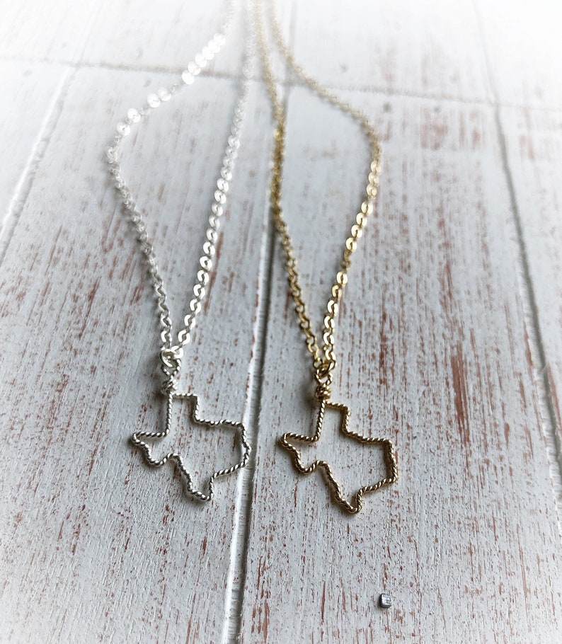 Gift Wire State necklace in sterling or gold filled All states available Small Texas necklace Bridesmaid Gift for Her image 7