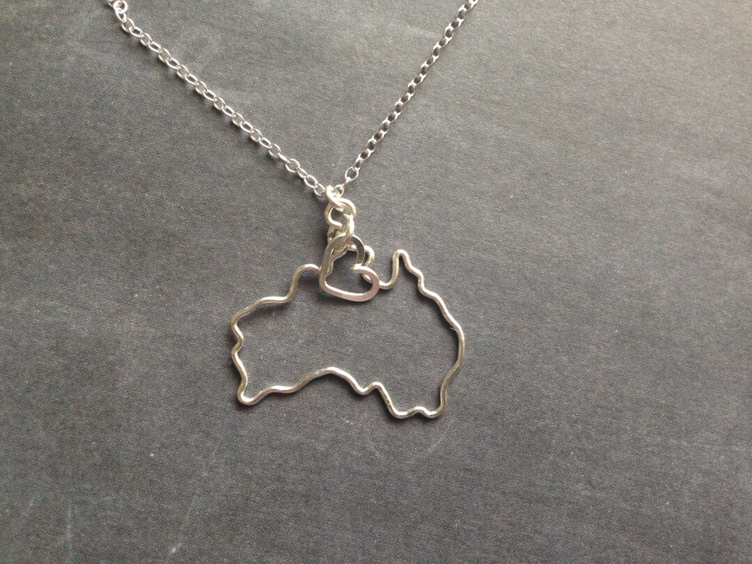 Australia Necklace in Silver or Gold Custom Country Necklace Australia