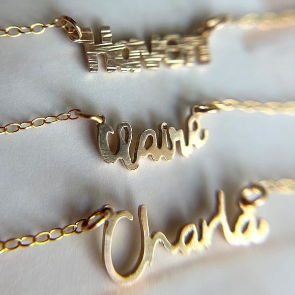 Name Necklace - Made to order Gold Filled or Sterling Silver - Personalized Gift for Her - Gift for Her Name Plate Necklace - Custom Word
