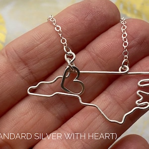 State Necklace in Silver or Gold Home State Outline to Represent Home State Boundary Necklace Personalized Gift For Her or Him image 5