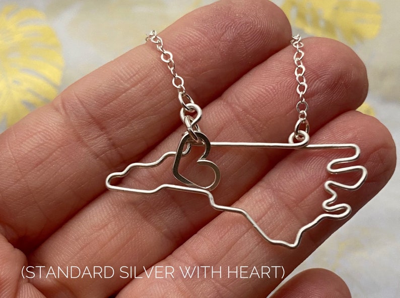 State Necklace in Silver or Gold Home State Outline to Represent Home State Boundary Necklace Personalized Gift For Her or Him image 5