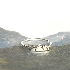 Mountain Ring in Sterling Silver or Gold Filled Gift For Her The Mountains are Calling Ring Silver Mountain Ring Mountain Range image 3