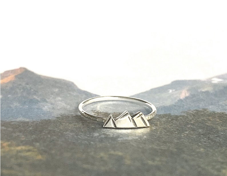 Mountain Ring in Sterling Silver or Gold Filled Gift For Her The Mountains are Calling Ring Silver Mountain Ring Mountain Range image 3
