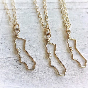 California Necklace California State Necklace CA State Jewelry Personalized Necklace Gold California Gift for Her image 3