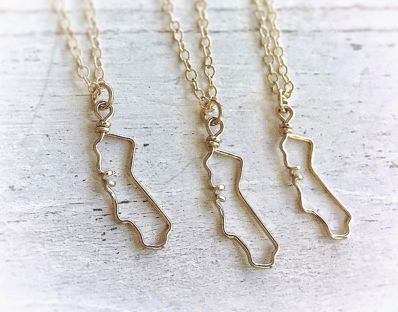 California Necklace California State Necklace CA State Jewelry Personalized Necklace Gold California Gift for Her MINI Gold