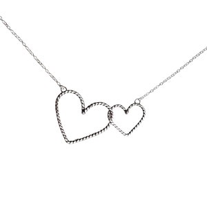 Mother's Day Gift Double Heart Interlocked Necklace in Sterling Silver or 14k Gold Filled Gift for Her Unique Heart Pendant Love image 3
