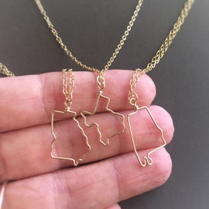 State Necklace in Silver or Gold Home State Outline to Represent Home State Boundary Necklace Personalized Gift For Her or Him image 2