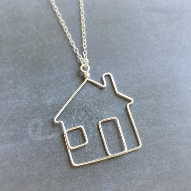House Necklace Housewarming Gift Home Sweet Home Necklace in Sterling Silver or Gold Filled Little House Necklace image 5