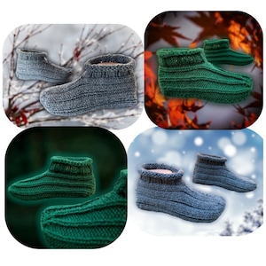Knitting Pattern - 2 Slipper Styles with a Cuff - Knitting Pattern - Slipper Pattern - Easy to Knit - Knitting Tutorial - English Only