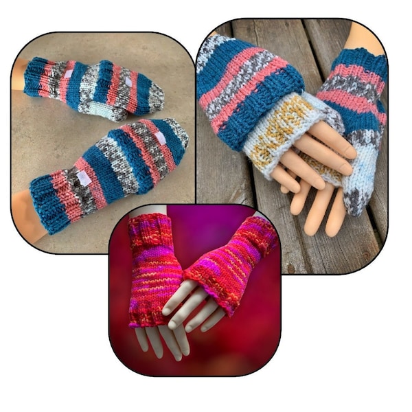 Knitting Pattern - Flip Mitts - Fingerless Gloves - Granny Gloves, Half Gloves, Half Mitts - Fingerless Mittens - English Only