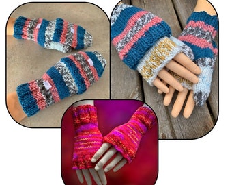 Knitting Pattern - Flip Mitts - Fingerless Gloves - Granny Gloves, Half Gloves, Half Mitts - Fingerless Mittens - English Only