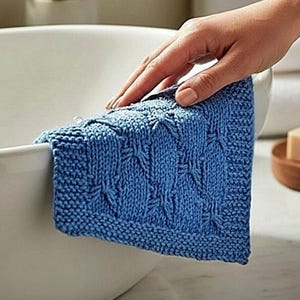 Knitting Pattern for Dishcloth with Cute Bows – Easy Knit Washcloth Pattern – Instant PDF Download – Video Tutorial Included – English Only