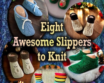 Slipper Knitting Pattern Collection: 8 Cozy Moccasin & Bootie Styles (PDF Download) - English Only