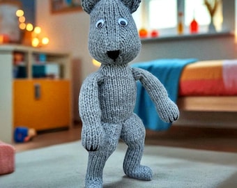 Knit Stuffed Wolf Pattern: Easy Flat Animal PDF Pattern - English Only