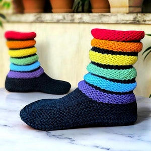 Knitting Pattern - Moccasin Slippers with a Long Puffy Cuff - PDF Instant Download - How to Knit Adult Bootie House Shoes - English Only