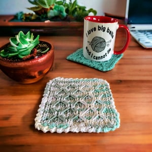 Knitting Pattern, Diamond Dishcloth Knitting Pattern PDF, Easy Knit Dishcloth Pattern, Step-by-Step Photos, Coaster Washcloth, English only