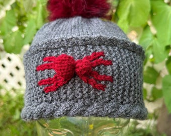 Spider Beanie Knitting Pattern PDF, Spider Hat Pattern, Halloween Knitting Pattern, Spooky Winter Hat, Colourwork Beanie, English Only