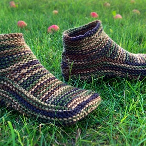 Knitting Pattern - Moccasin Slippers with a Cuff - Now with How-to VIDEO! - Knitting Tutorial for Tablet, Phone or Computer - English Only