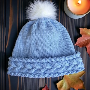 Knitting Pattern PDF – Cable Bobble Beanie Knit Hat for Children to Adults - Toque - Easy Cable Hat with Video Tutorials - English Only