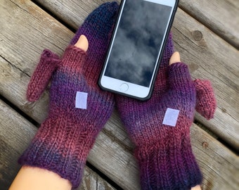 Hand Knit Texting Mitts - Texting Mittens - Thumbless Mitts for Texting - Thumbless Mittens Mitts - FREE Shipping to the USA and Canada!