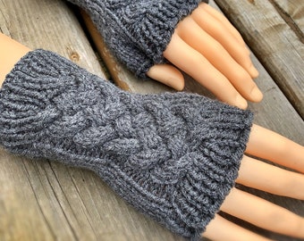 Knitting Pattern - Cable Fingerless Gloves or Mitts - Instant Download -- English Only